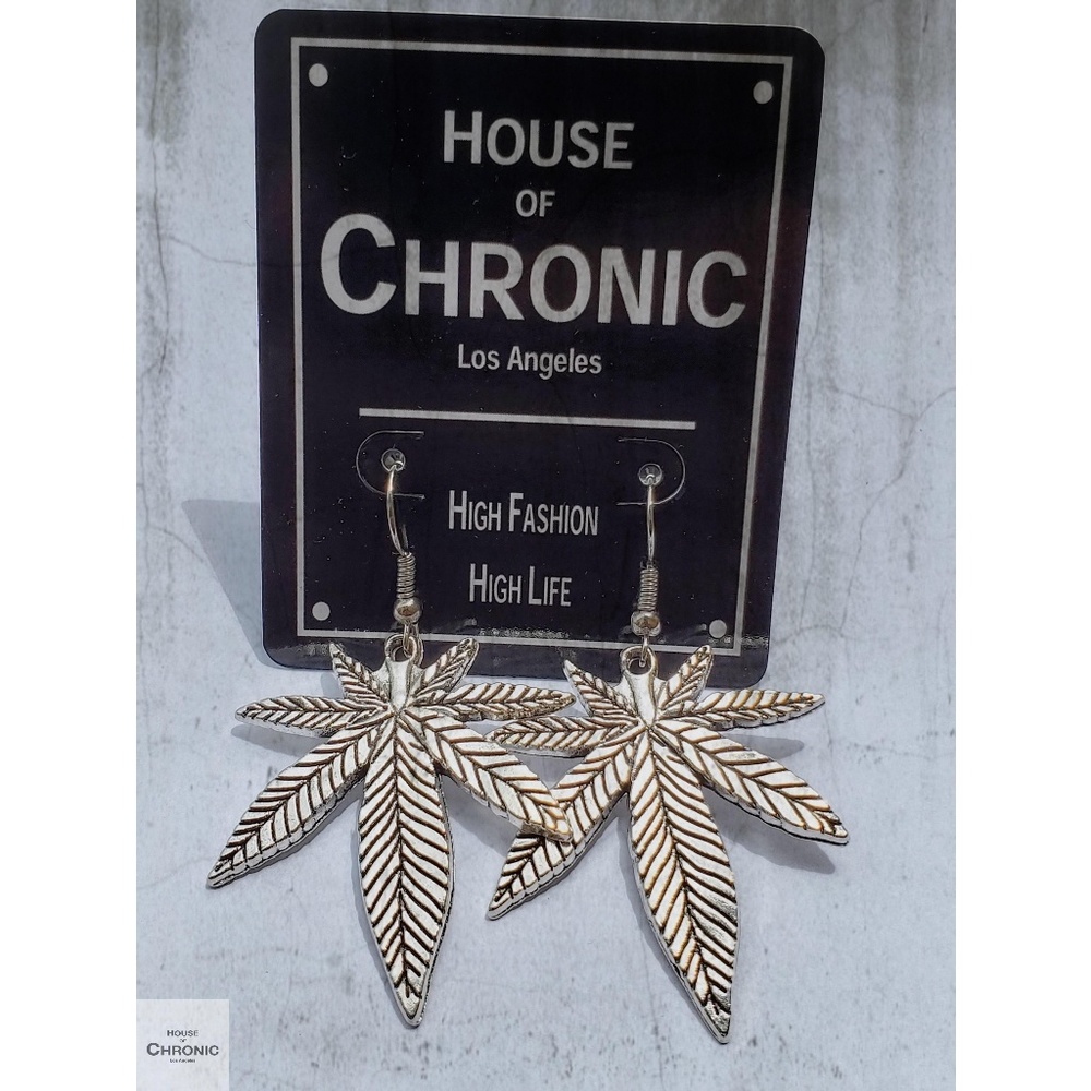 The Dank Drop Silver Cannabis Teardrop Earrings
